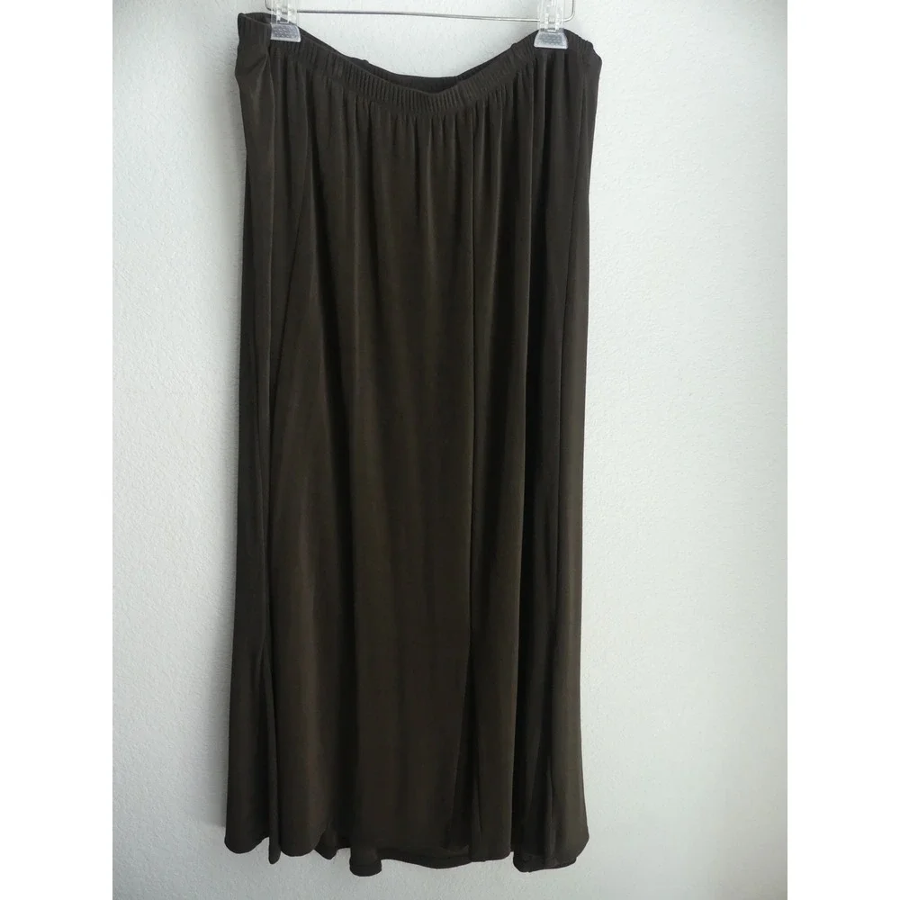 Maggie Barnes Womens‎ 1X 18/20 Brown Slinky Maxi Skirt Office Travel Cruise